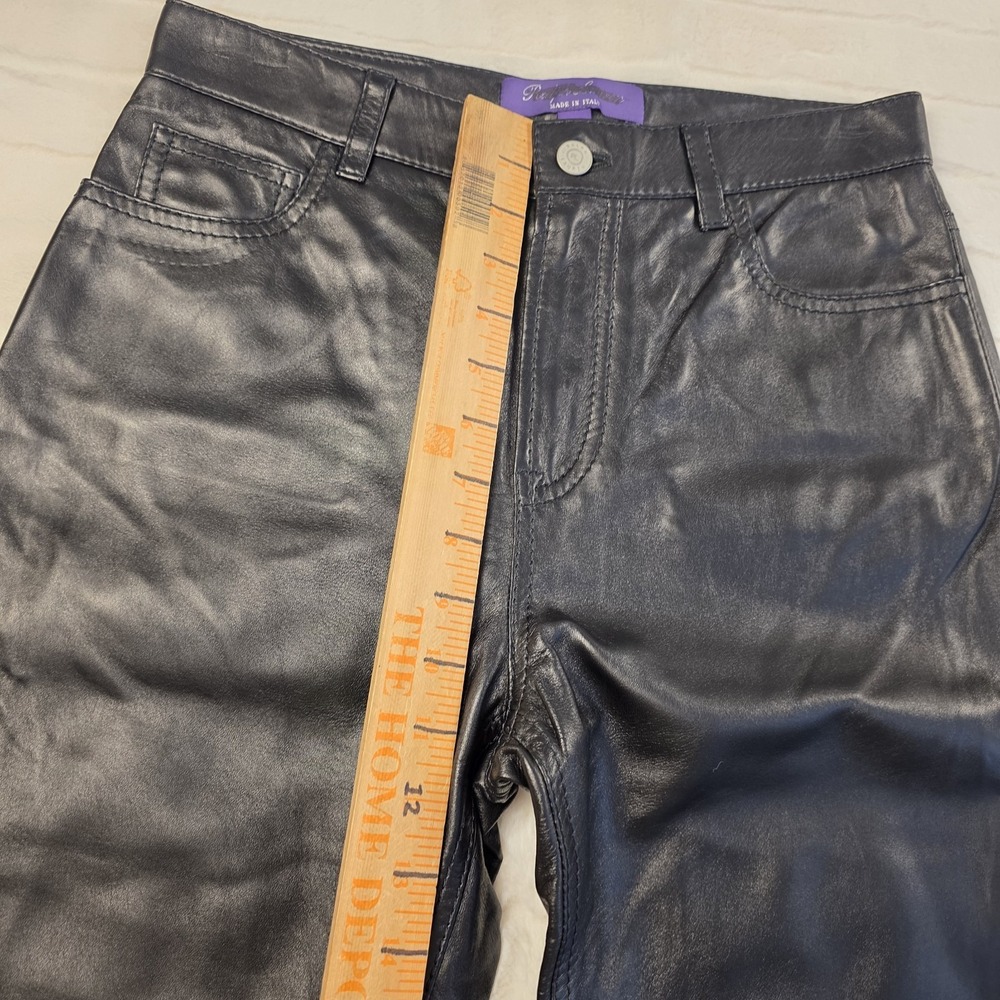 Ralph Lauren Purple Label Lambskin Straight Leather Pants Womens 4 Black $2,990 - Picture 13 of 13